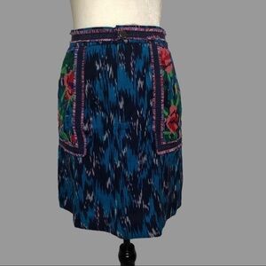 ❤️ 2 ❤️ NWT Anthro Skirt Embroidered Rose Floral Fringe Pockets​